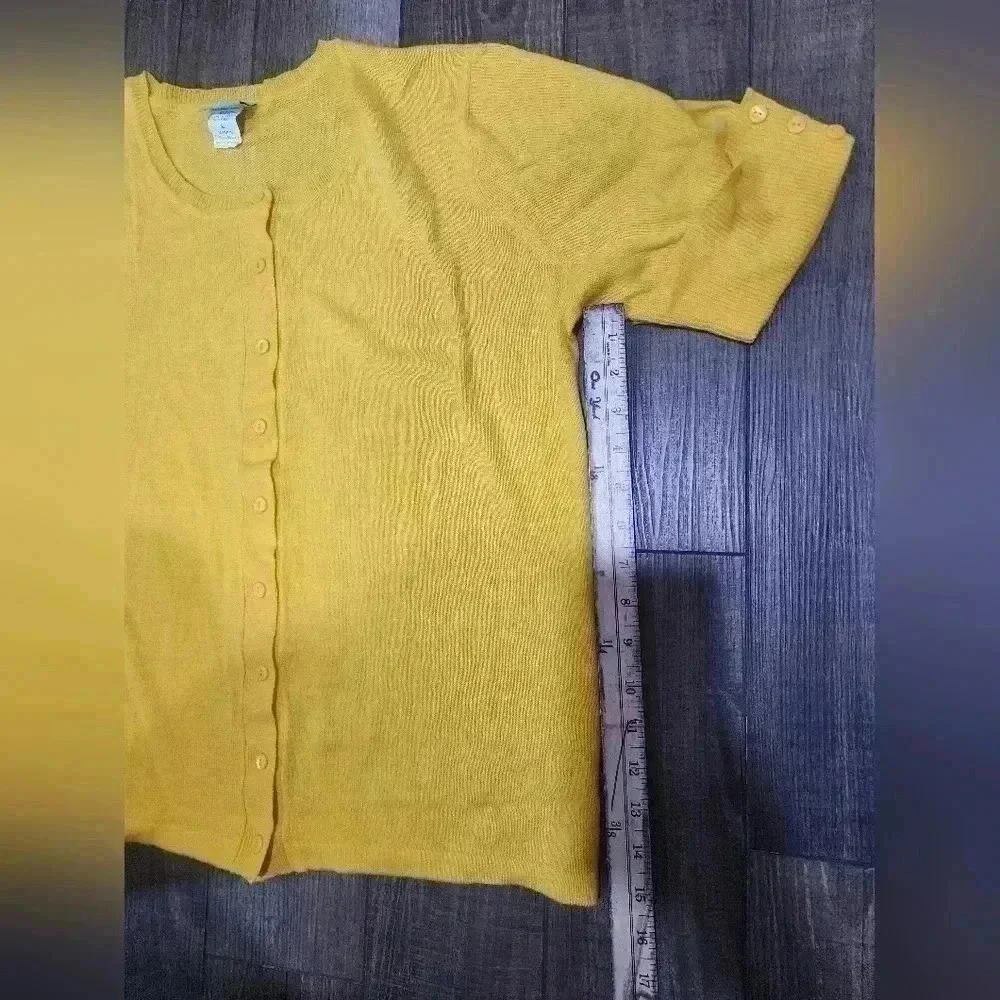 Sara Morgan Yellow Knit Button Front Cardigan Sweater Women’s Size Large - Picture 7 of 7